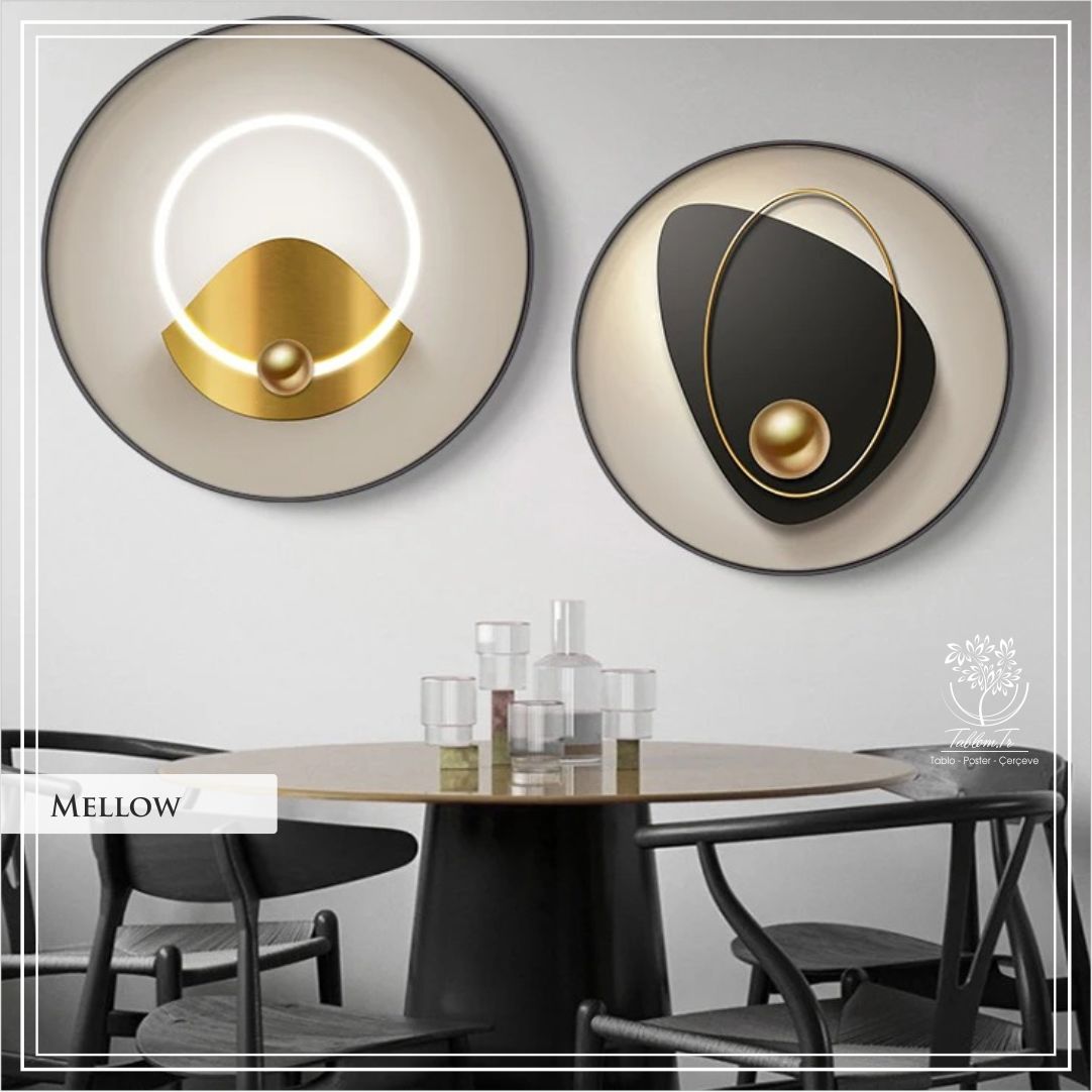 Mellow3 Yuvarlak Çerçeveli Camlı Tablo 2 li set