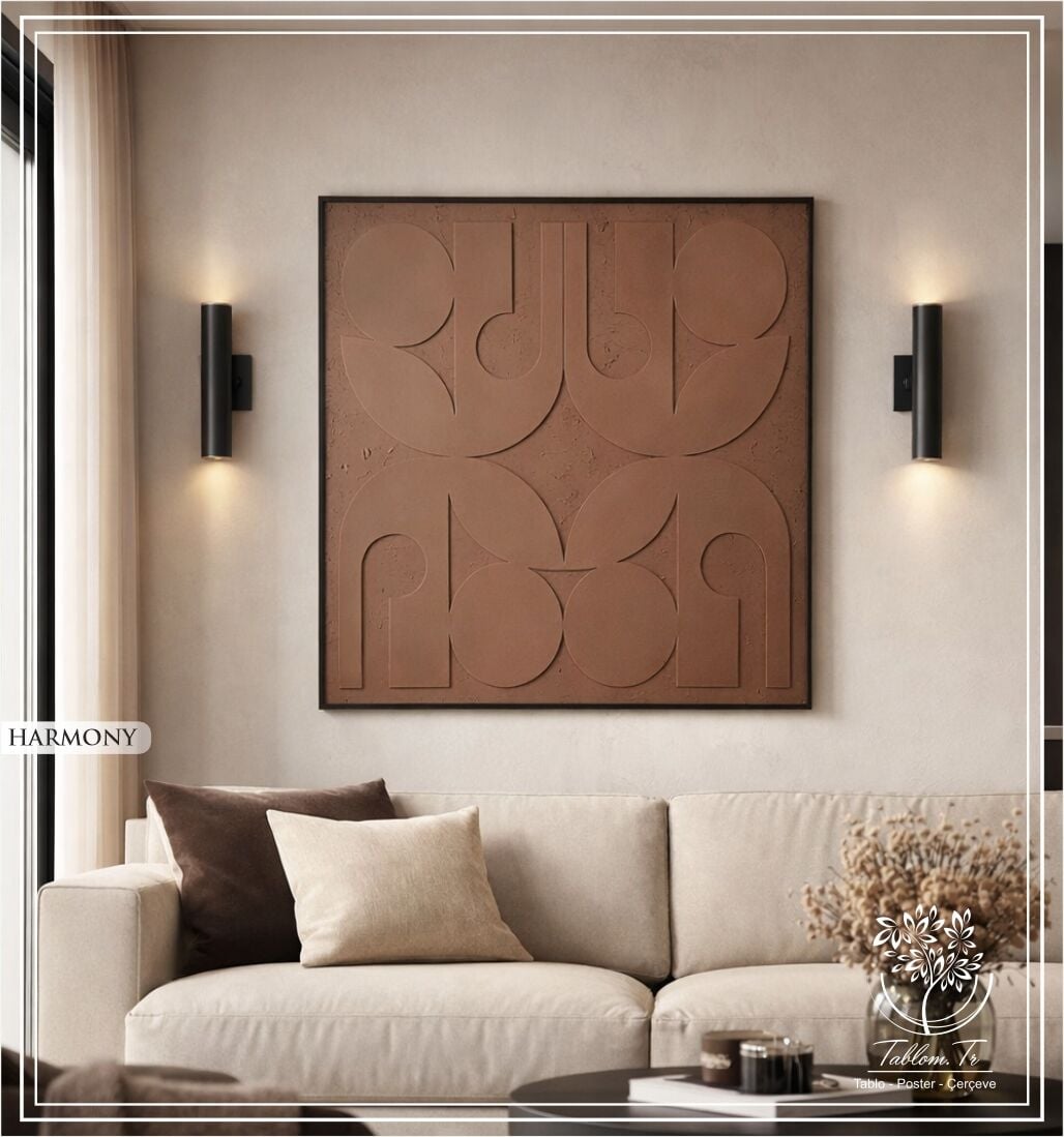 Metal Çerçeveli 3 Boyutlu Dokulu Tekli Tablo - Harmony