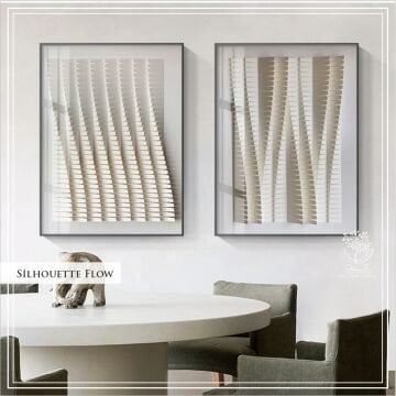 Metal Çerçeveli Camlı Silhouette Flow İkili Dekoratif Tablo