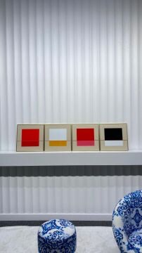 Metal Çerçeveli Camlı  4'lü Dekoratif Tablo Seti-Modern Dörtlü