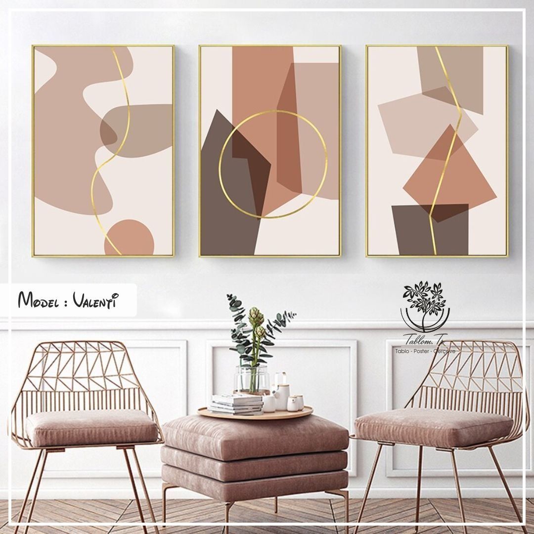 Valenti Üçlü Tablo Gold - 50x70 CM