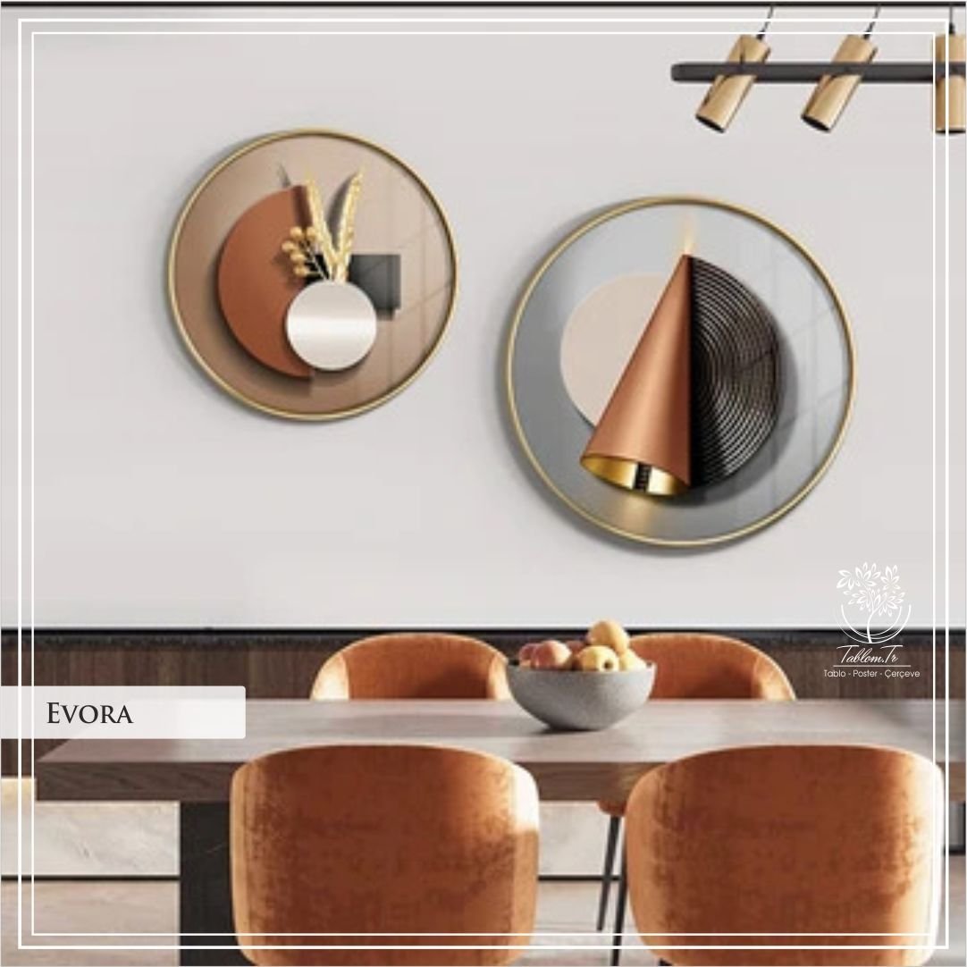 Evora Yuvarlak Çerçeveli Camlı Tablo 2li
