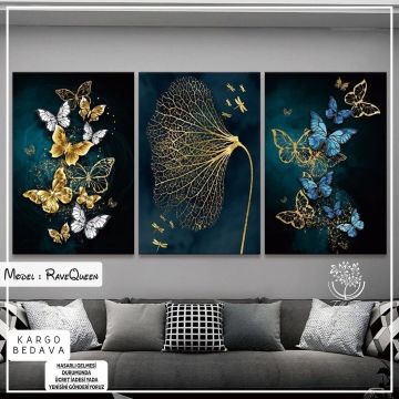 Pupcat Üçlü Tablo Beyaz - 70x100 CM