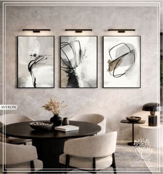 Dijital Baskılı Metal Çerçeveli Camlı Üçlü Dekoratif Tablo - Averon