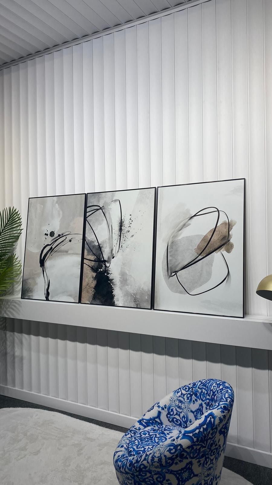 Dijital Baskılı Metal Çerçeveli Camlı Üçlü Dekoratif Tablo - Averon