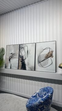 Dijital Baskılı Metal Çerçeveli Camlı Üçlü Dekoratif Tablo - Averon