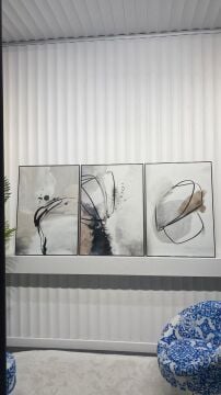 Dijital Baskılı Metal Çerçeveli Camlı Üçlü Dekoratif Tablo - Averon