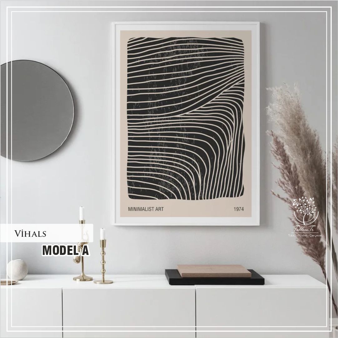 Metal Çerçeveli Camlı Vihals Tekli Dekoratif Tablo Gold - 50x70 CM - Model A