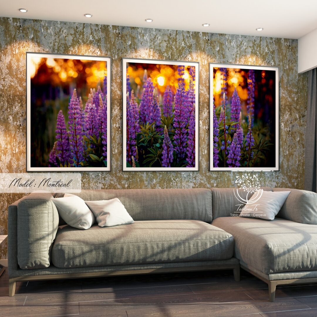 Montreal Üçlü Tablo Gold - 40x50 CM