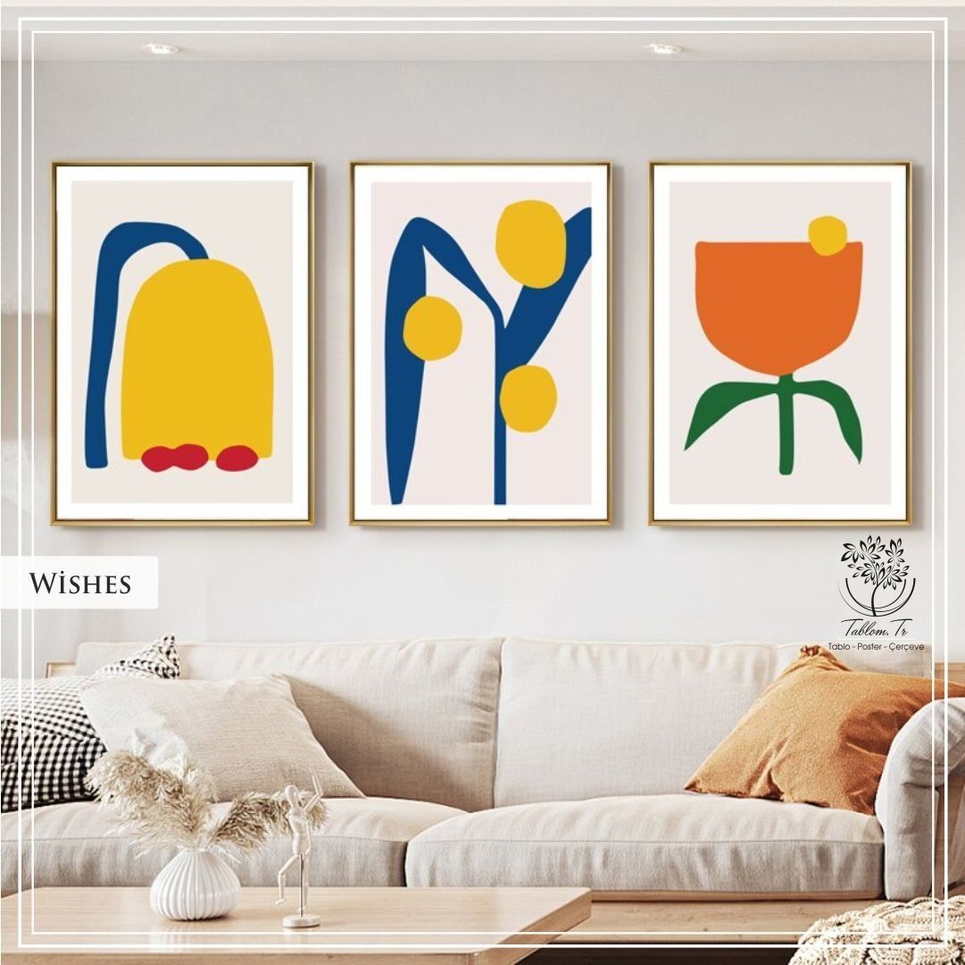 Wishes Üçlü Set Tablo Gold - 30x40 CM