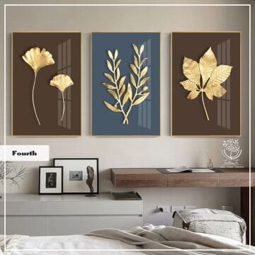 Dijital Baskılı Metal Çerçeveli Camlı Üçlü Dekoratif Tablo -Fourth Model B