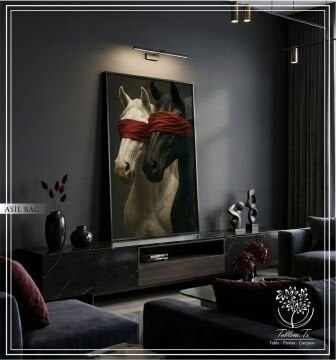 Dijital Baskılı Metal Çerçeceli Camlı Tekli Tablo -Asil Bağ B