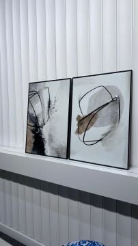 Dijital Baskılı Metal Çerçeveli Camlı İkili Dekoratif Tablo - Averon