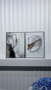 Dijital Baskılı Metal Çerçeveli Camlı İkili Dekoratif Tablo - Averon