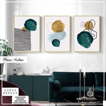 Kaliber Üçlü Tablo Gold - 70x100 CM