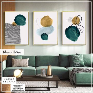 Kaliber Üçlü Tablo Beyaz - 70x100 CM