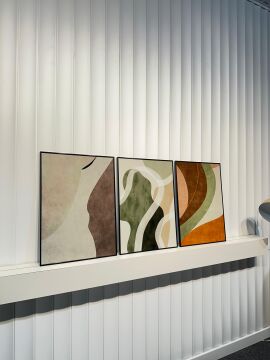 Dijital Baskılı Metal Çerçeveli Camlı Üçlü Dekoratif Tablo -Verde Fluent