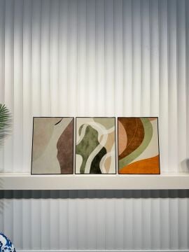 Dijital Baskılı Metal Çerçeveli Camlı Üçlü Dekoratif Tablo -Verde Fluent