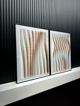 Metal Çerçeveli Camlı Silhouette Flow İkili Dekoratif Tablo