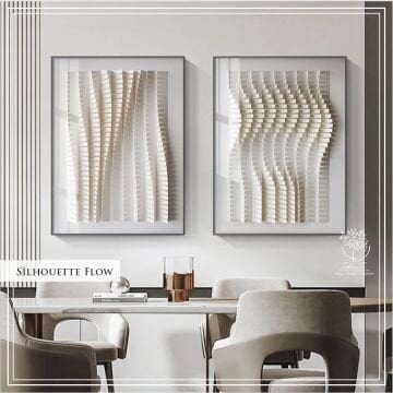 Metal Çerçeveli Camlı Silhouette Flow İkili Dekoratif Tablo