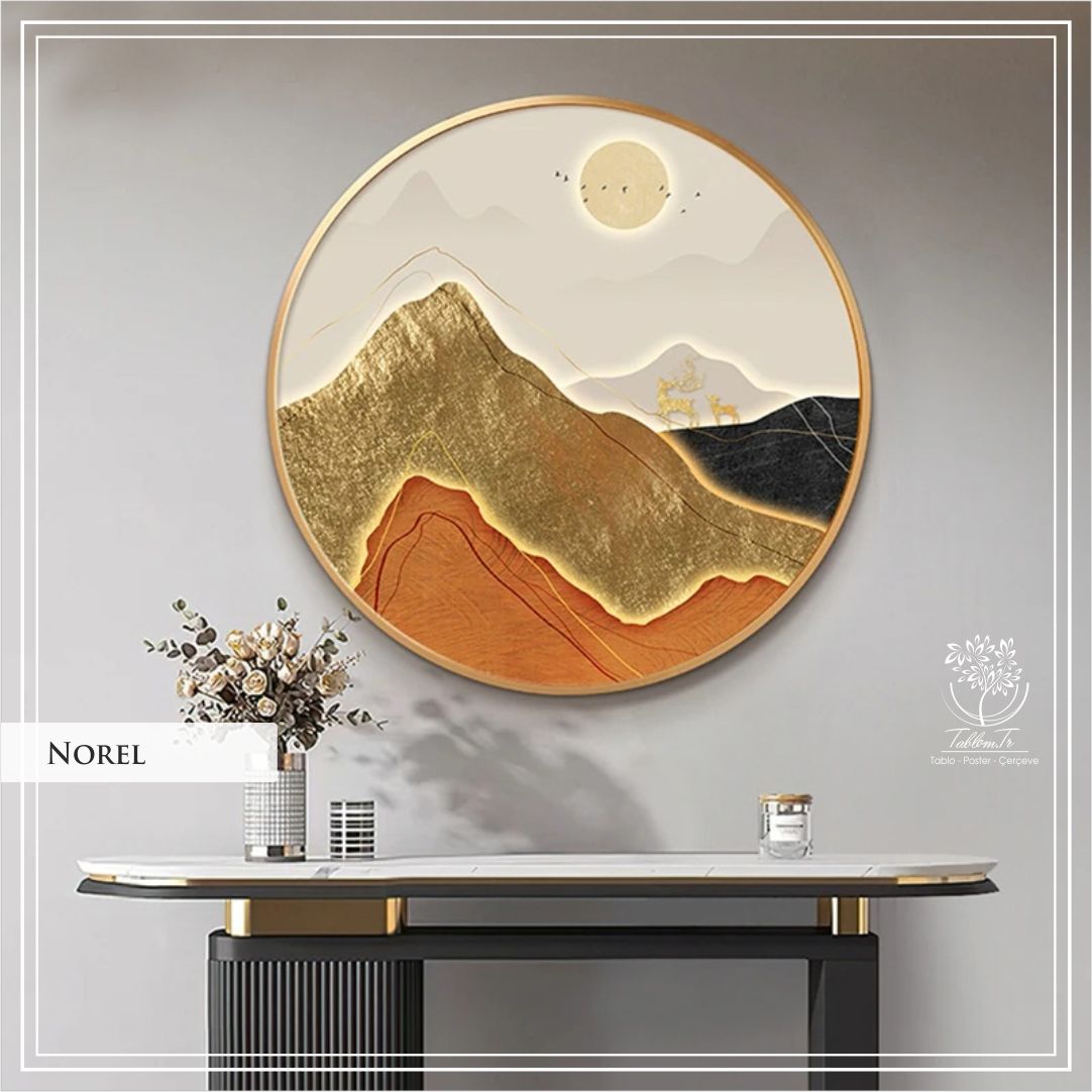 Norel3 Yuvarlak Çerçeveli Camlı Tablo