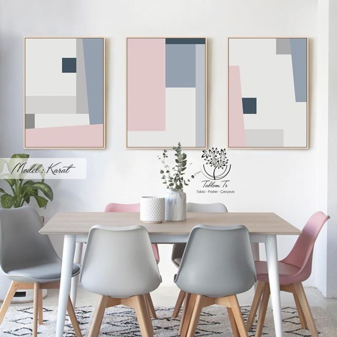 Karat Üçlü Tablo Gümüş - 50x70 CM