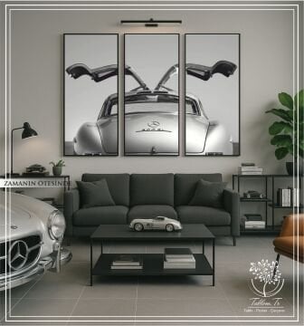 Dijital Baskılı Metal Çerçeveli Gerçek Camlı 3'lü Tablo - Zamanın Ötesinde