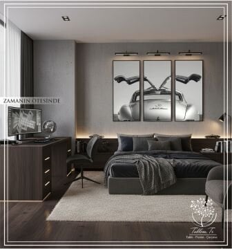 Dijital Baskılı Metal Çerçeveli Gerçek Camlı 3'lü Tablo - Zamanın Ötesinde