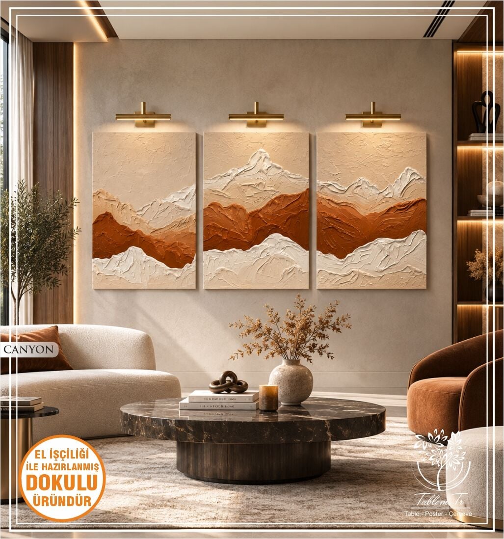 Canyon | El İşçiliği Dokulu Tablo Seti 70x100