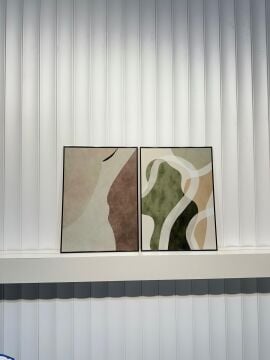 Dijital Baskılı Metal Çerçeveli Camlı İkili Dekoratif Tablo - Verde Fluent