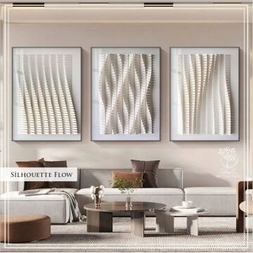 Metal Çerçeveli Camlı Silhouette Flow 3'lü Dekoratif Tablosu