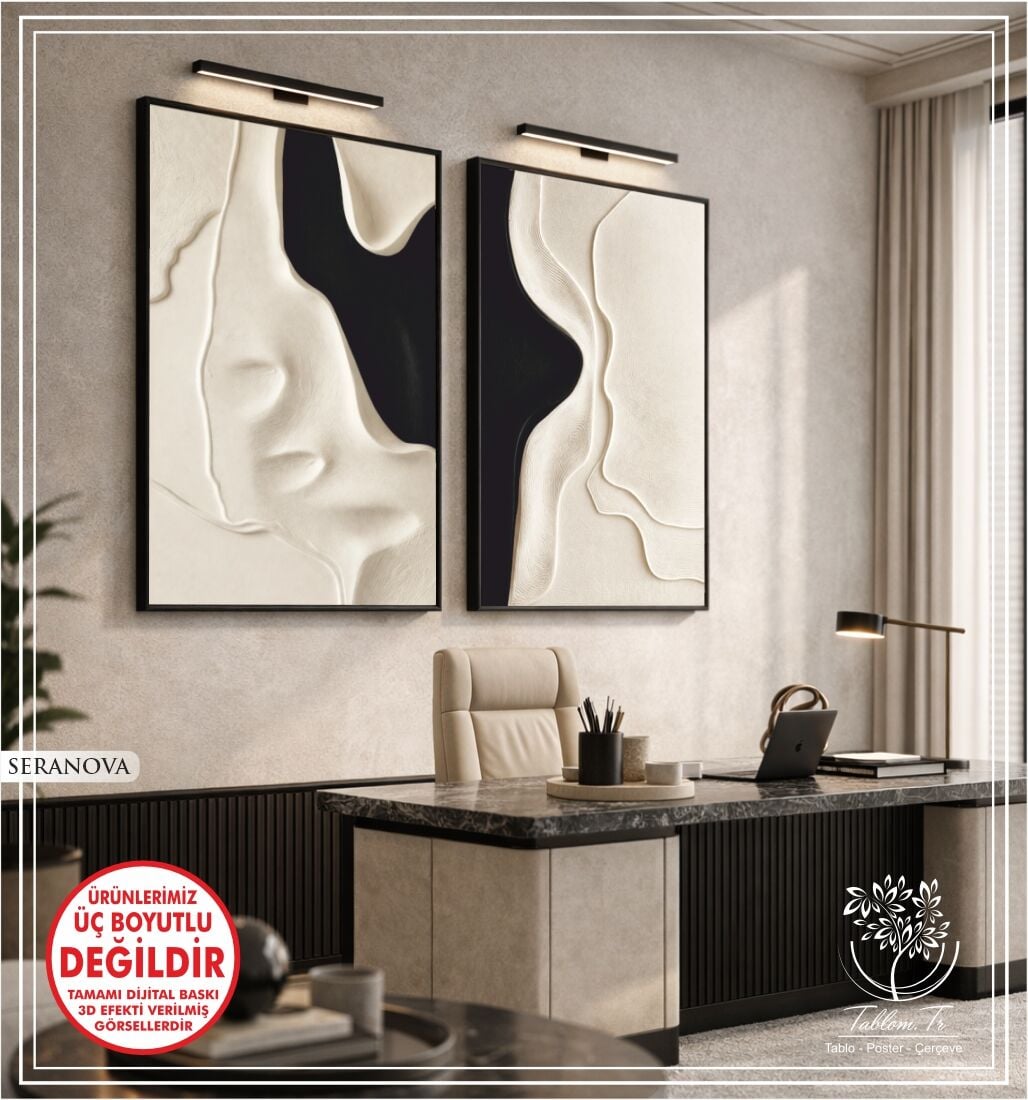 Dijital Baskılı Metal Çerçeveli Camlı İkili Dekoratif Tablo - Seranova