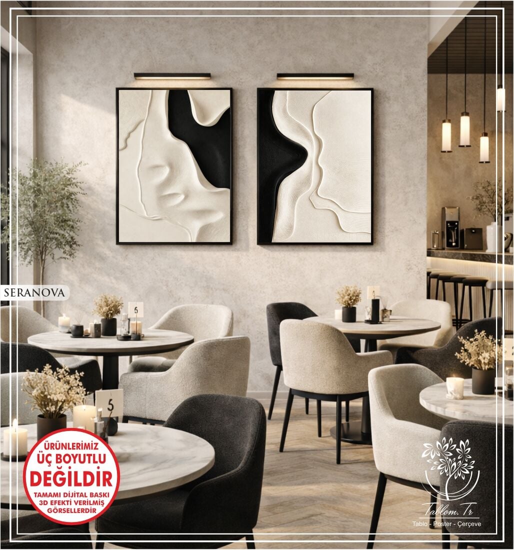 Dijital Baskılı Metal Çerçeveli Camlı İkili Dekoratif Tablo - Seranova