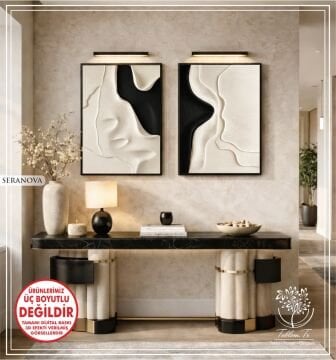 Dijital Baskılı Metal Çerçeveli Camlı İkili Dekoratif Tablo - Seranova