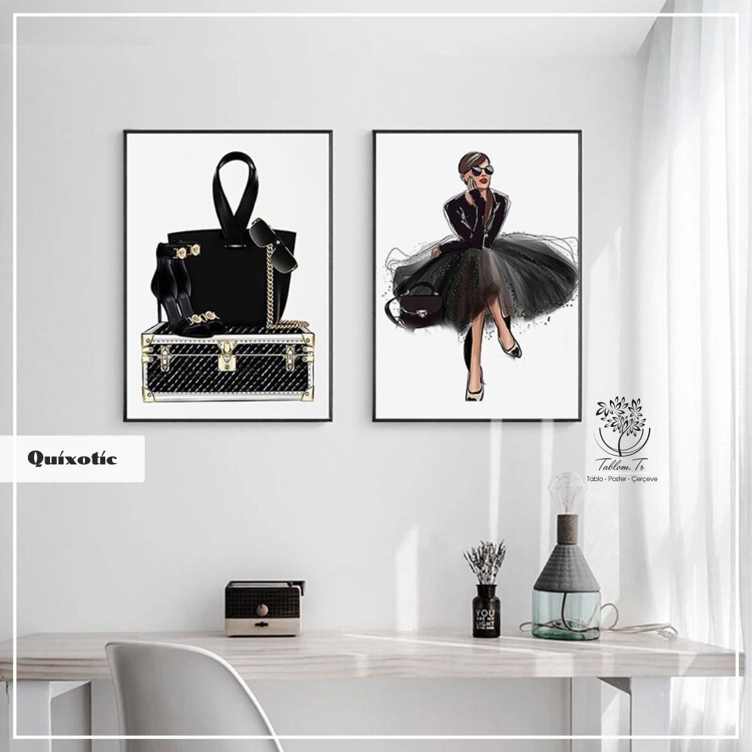 Quixotic İkili Set Tablo Gold - 21x30 CM