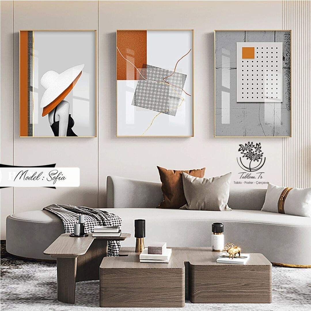 Sofia Üçlü Tablo Beyaz - 50x70 CM