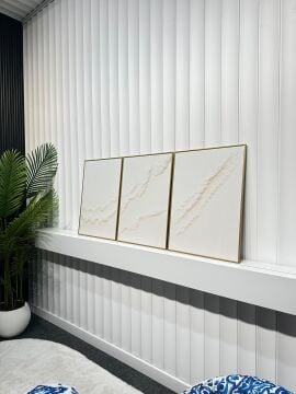 Dijital Baskılı Metal Çerçeveli Camlı Üçlü Dekoratif Tablo - Arel