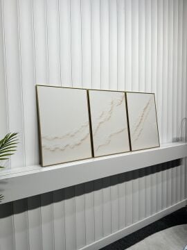 Dijital Baskılı Metal Çerçeveli Camlı Üçlü Dekoratif Tablo - Arel