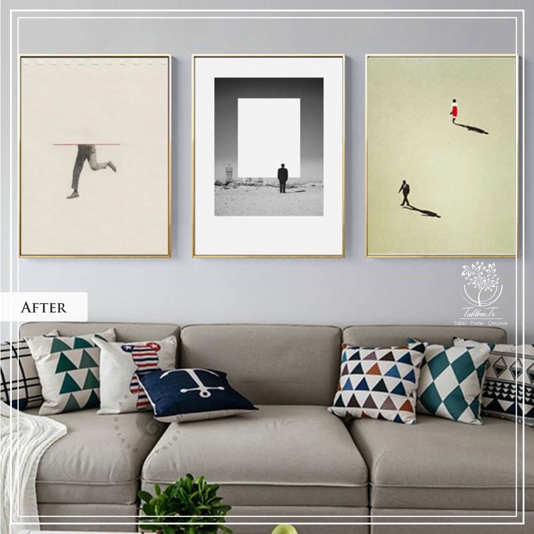 After1 Üçlü Set Tablo Gümüş - 30x40 CM