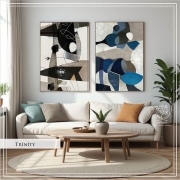 Dijital Baskılı Metal Çerçeveli Camlı İkili Dekoratif Tablo - Trinity