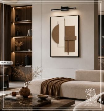 Dijital Baskılı Metal Çerçeveli Camlı Tekli Tablo - Kum Taşı