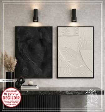 Dijital Baskılı Metal Çerçeveli Camlı İkili Dekoratif Tablo - Harmony