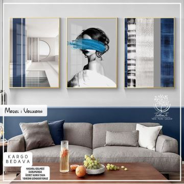 Vollkorn Üçlü Tablo Gümüş - 50x70 CM