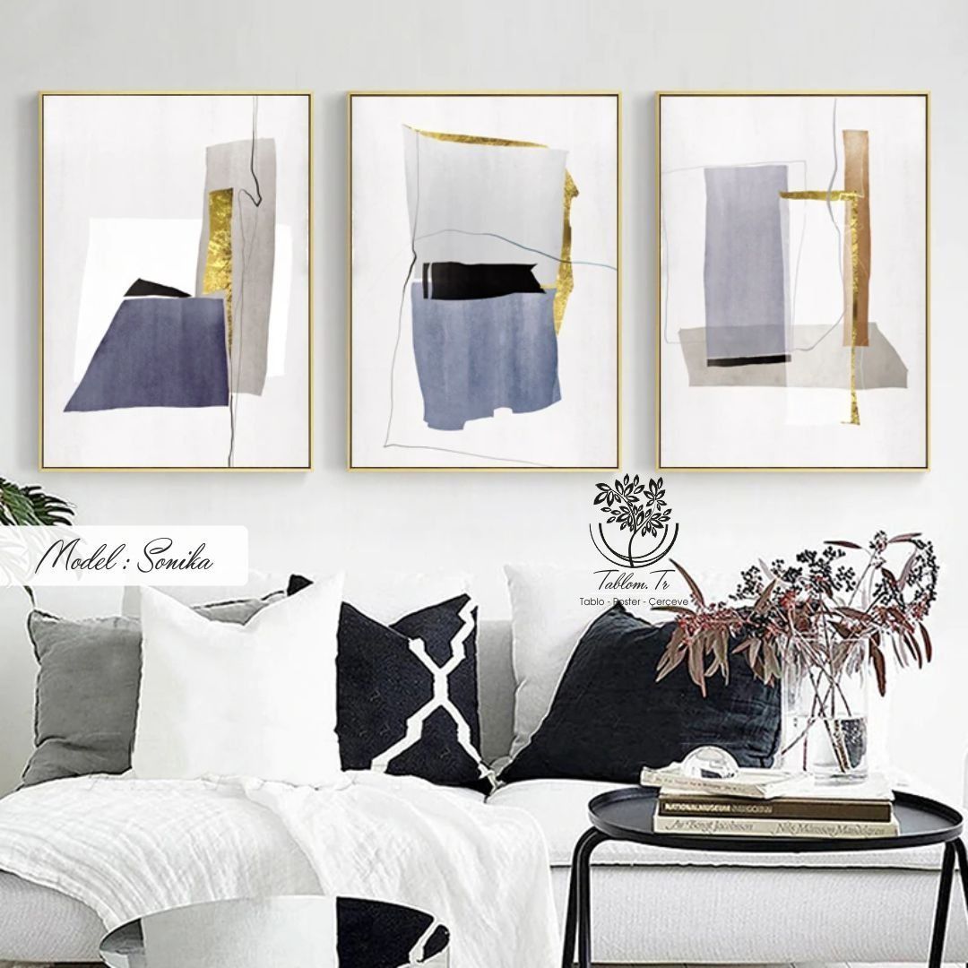 Sonika Üçlü Tablo Siyah - 40x50 CM