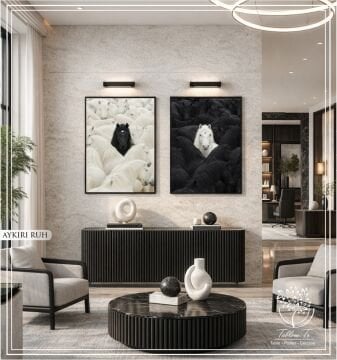 Dijital Baskılı Metal Çerçeveli Camlı İkili Dekoratif Tablo - Aykırı ruh