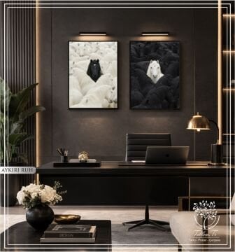 Dijital Baskılı Metal Çerçeveli Camlı İkili Dekoratif Tablo - Aykırı ruh