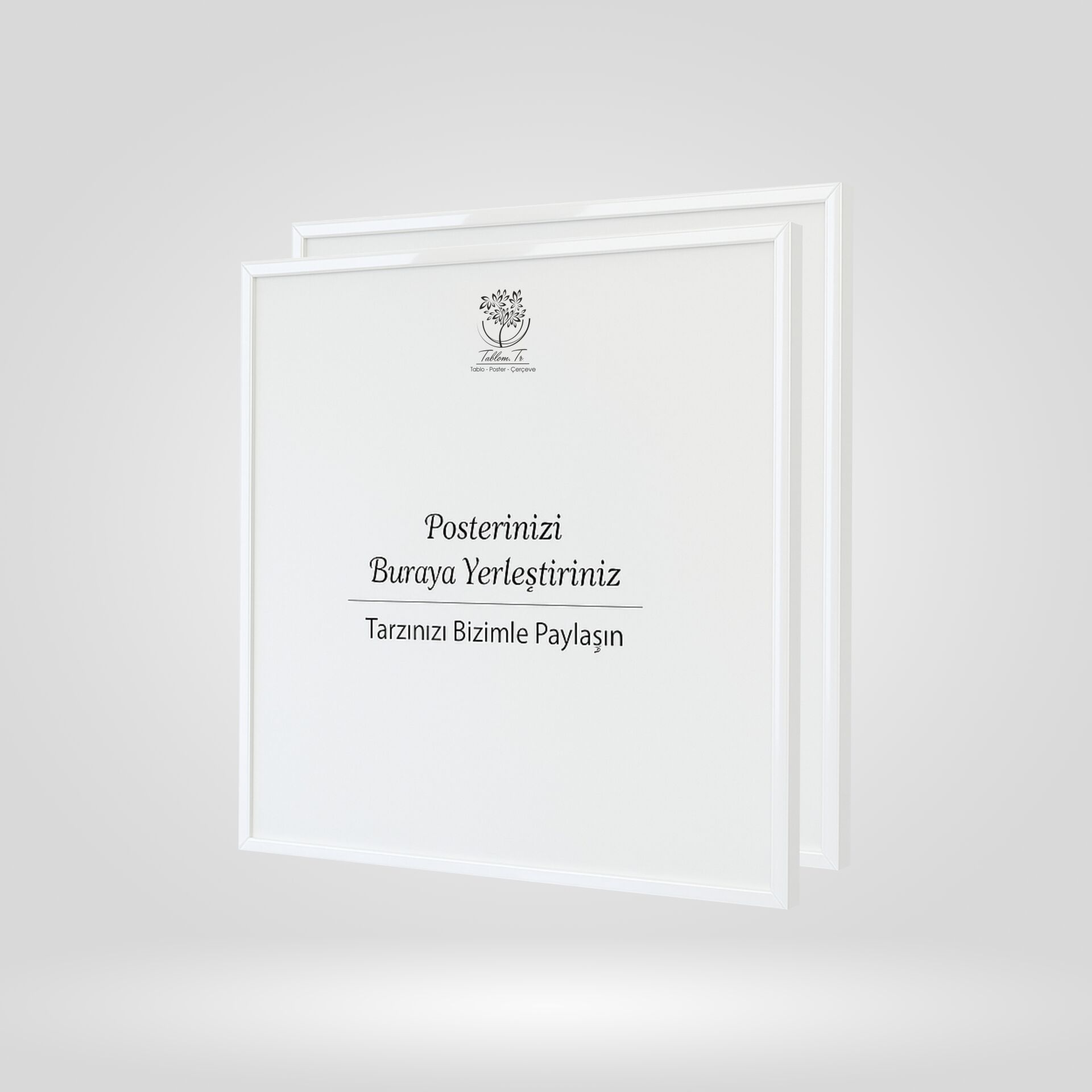 Beyaz Metal Çerçeveli Camlı Kare Boş Çerçeve