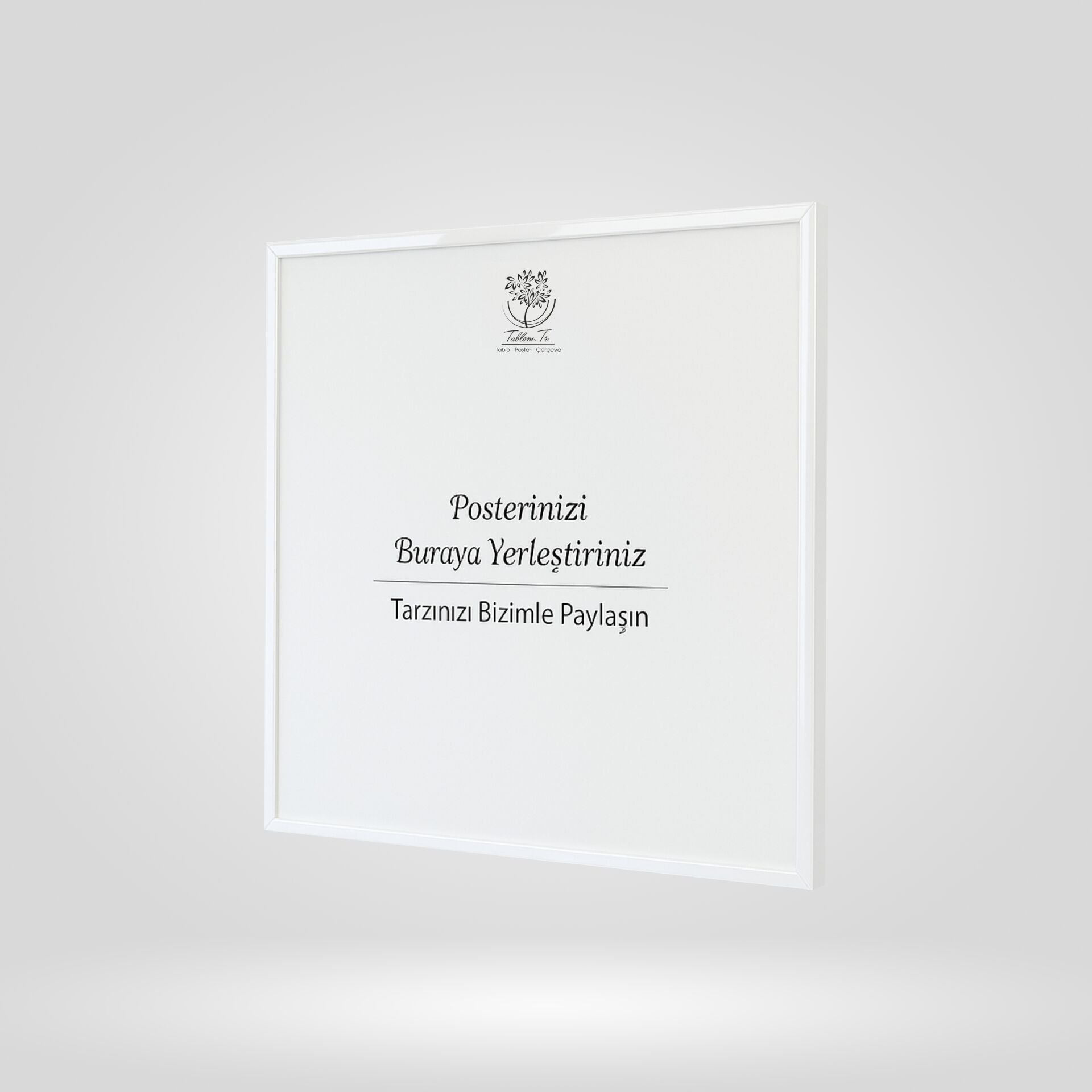 Beyaz Metal Çerçeveli Camlı Kare Boş Çerçeve