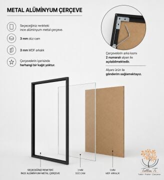 Siyah Metal Çerçeveli Camlı Kare Boş Çerçeve 40*40 - Tekli