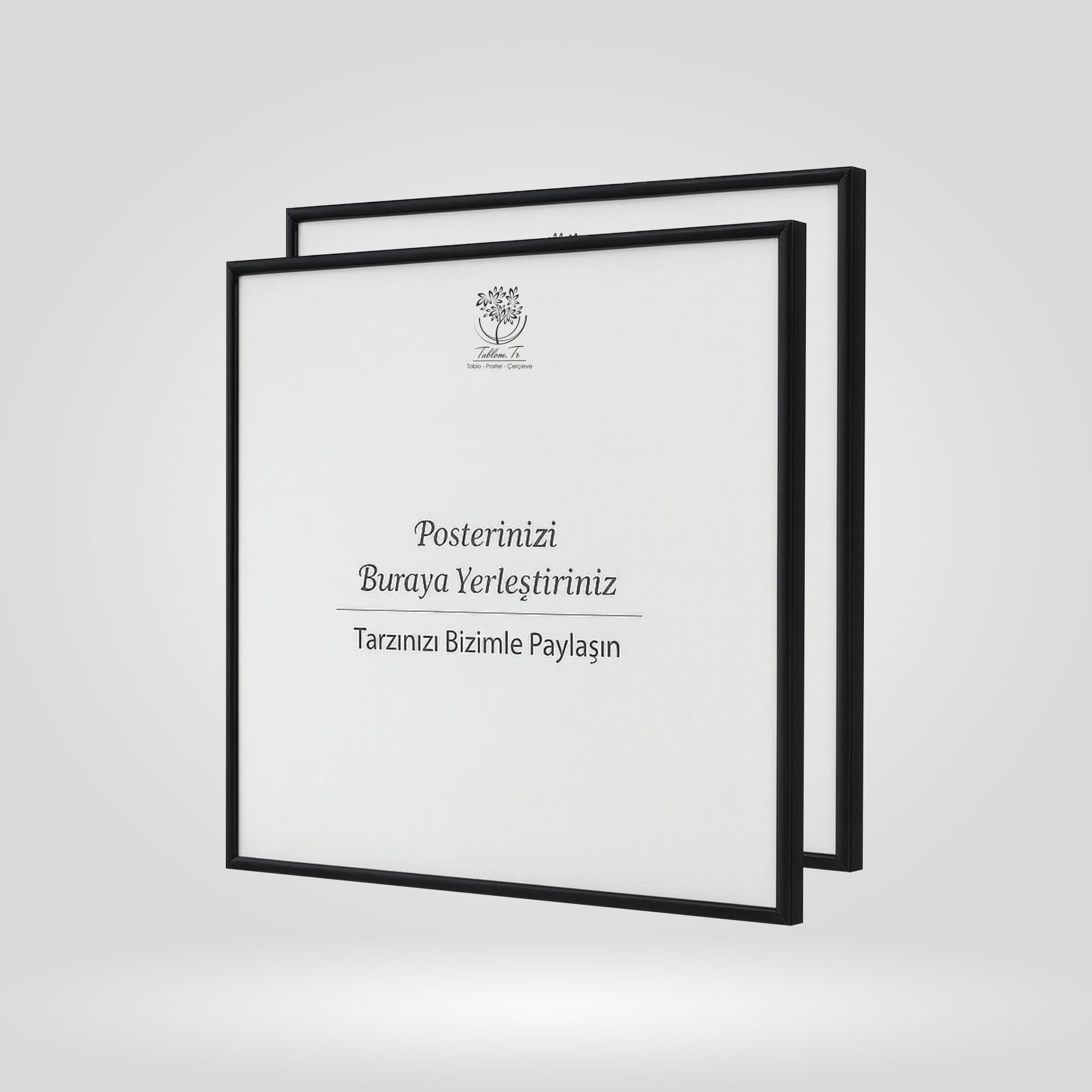 Siyah Metal Çerçeveli Camlı Kare Boş Çerçeve